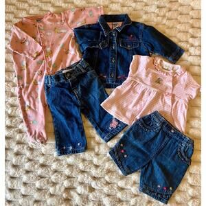 Y2K/Vintage 3-6 month baby girl 5pc lot -Spring/ Embroidered/Carebear/Oshkosh